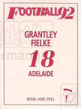 1992 Select AFL Stickers #18 Grantley Fielke Back